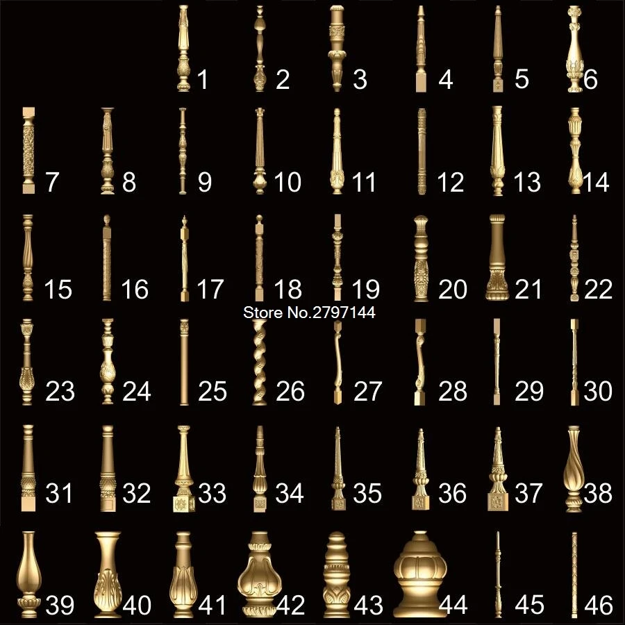 46pcs Balusters and column 3D STL model for carved figure cnc machine Router Engraver ArtCam marble pillar Model design
