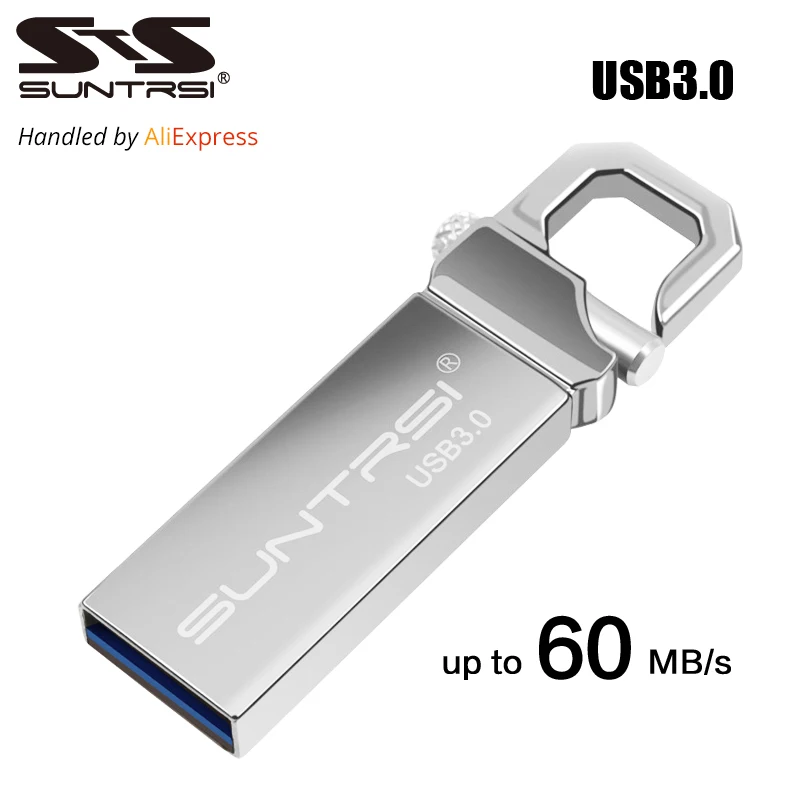 Suntrsi USB Flash Drive 16gb 32gb 64gb Waterproof Metal Pendrive High Speed 3.0 Flash Drive with Key Ring Stick Free Shipping
