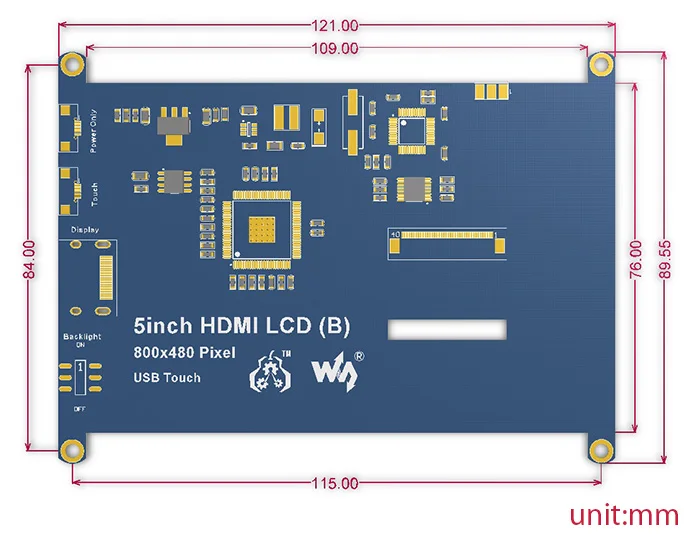 5 дюймов Raspberry pi 3 сенсорный экран дисплея с сенсорным экраном ЖК-дисплей HDMI (B) интерфейс, поддерживает различные системы