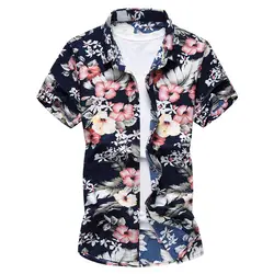 Плюс Размеры 7XL цветок Для мужчин рубашка Рубашка с короткими рукавами брендовая одежда Повседневное тонкий Camisetas Hombre цветочный Для мужчин