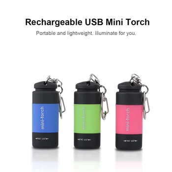 

USB Rechargeable LED Torch Mini Outdoor Light Portable and Lightweight Lamp Green Portable Mini Torch