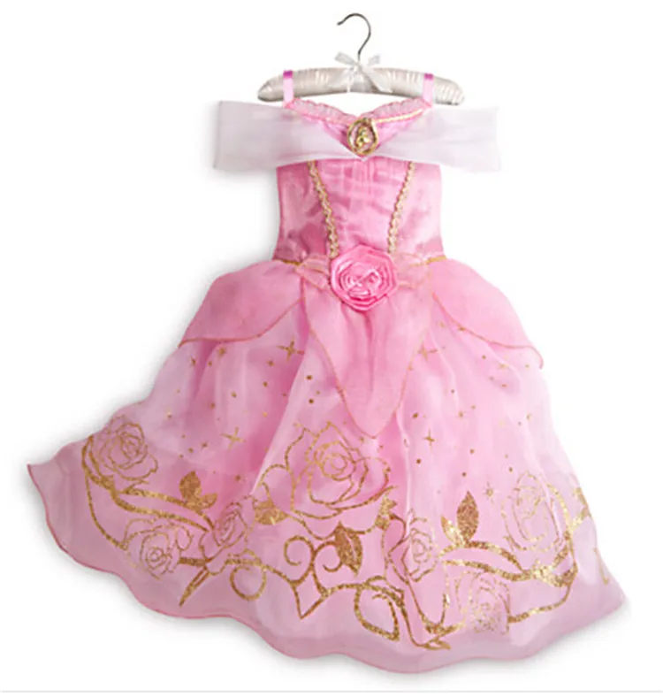 Летнее Детское платье Золушки для девочек в стиле Рапунцель и Авроры платье для принцессы детей Костюмы платье для вечеринок для девочек, для девочек, одежда - Цвет: Розовый
