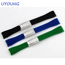 Качество Силиконовый ремешок для часов 20 мм для мужские роскошные замена силиконовые браслеты для часов