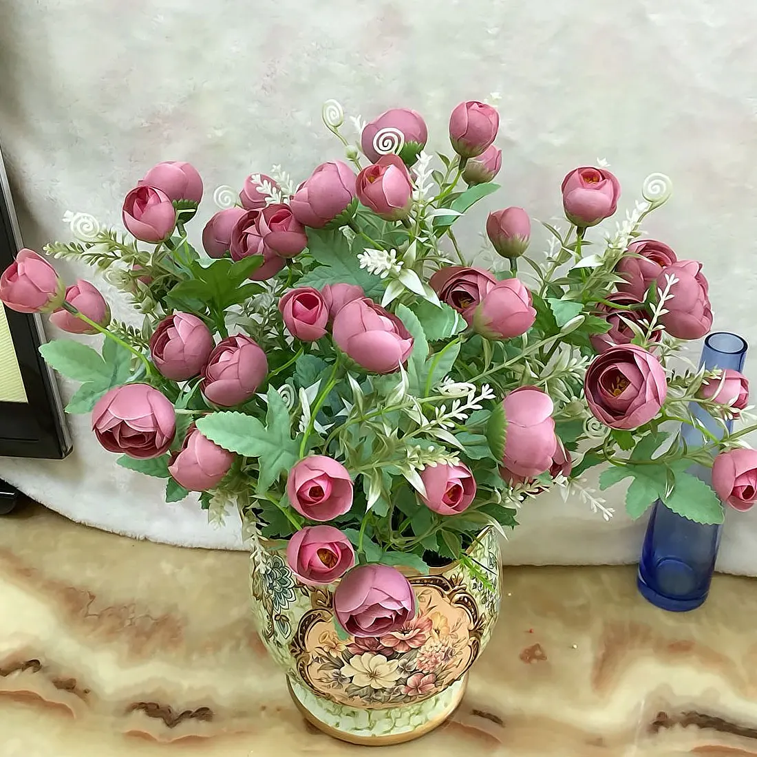 5 forks small silk fake Artificial Flowers flores fleur artificielles