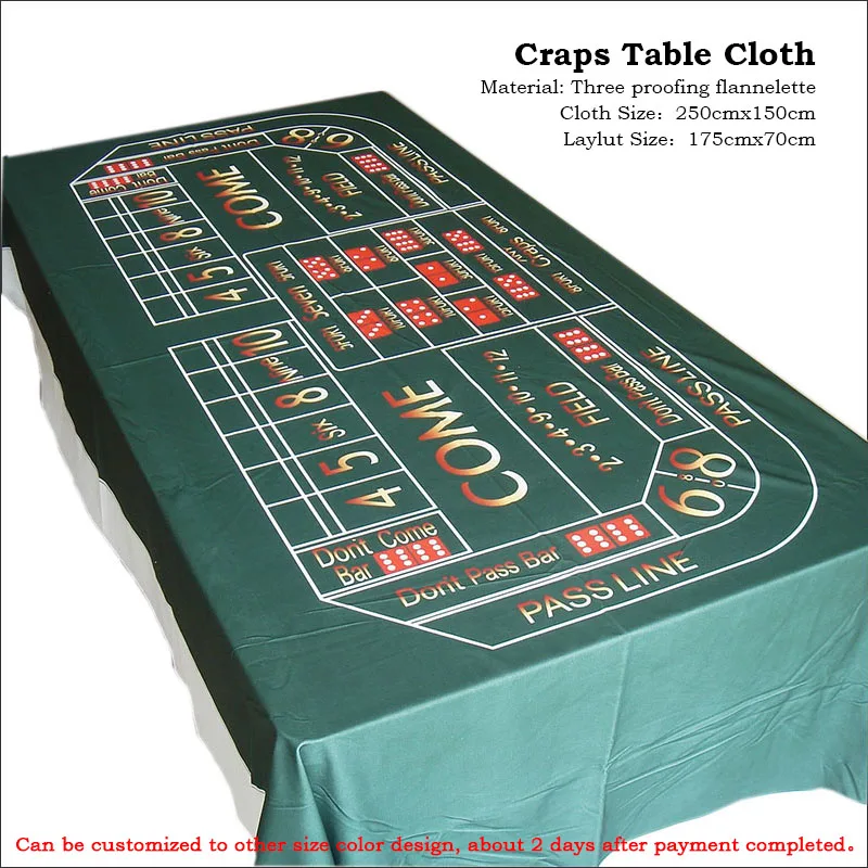 

Craps Table Cloth Game Layout Casino Mat three proofing flannelette 250cmx150cm