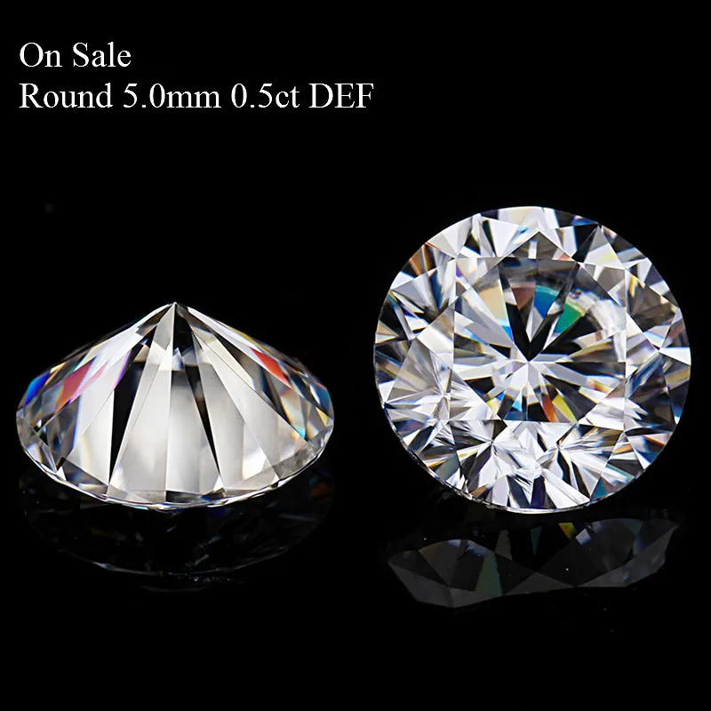 

Round brilliant cut H&A cut 5.0mm 0.5ct(DEW) EF white color synthetic moissanites on sale