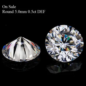 

Round brilliant cut H&A cut 5.0mm 0.5ct(DEW) EF white color synthetic moissanites on sale