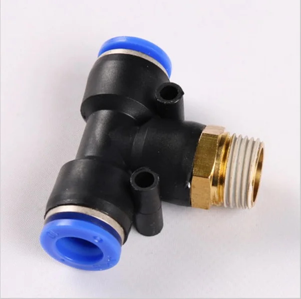 5Pcs/Lot PB6 03 6mm 3/8" Threaded Male "T" Tee Pneumatic Connectorin