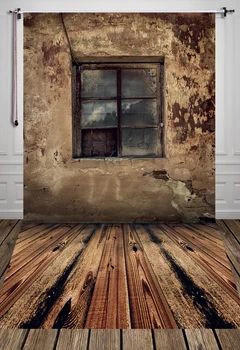

Art Fabric Photography Backdrop Vintage Window on Wall and Wooden Floor Backdrop Custom Photo Prop backgrounds 5ft X 7ft D-920