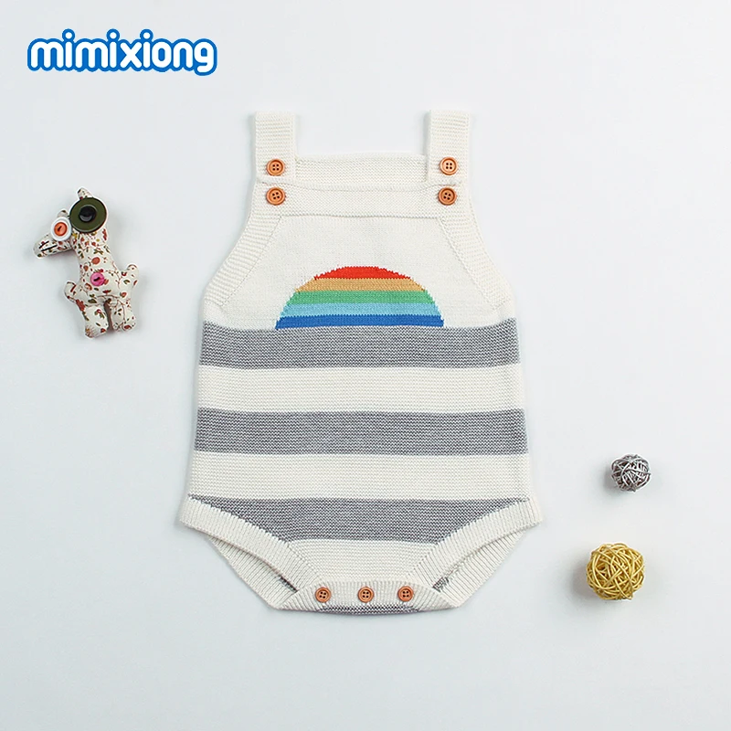 

Summer Sleeveless Newborn Girls Body Suit Stripe Crochet Toddler Boys Coverall Casual Outerwear Infant Onesie Funny Baby Clothes