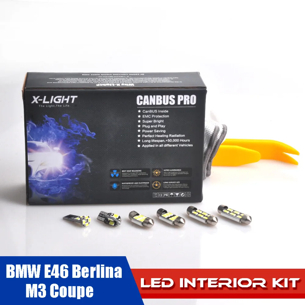 17pcs Error Free White Premium LED Dome bulbs Interior Light Kit for BMW E46 Berlina M3 Coupe