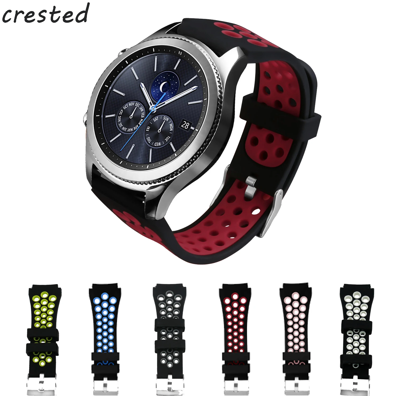 Ceramic Wristband For Samsung Galaxy Watch 46mm Strap For Samsung CRESTED sport band for samsung gear s3 Frontier Classic silicone replacement wrist band rubber watch