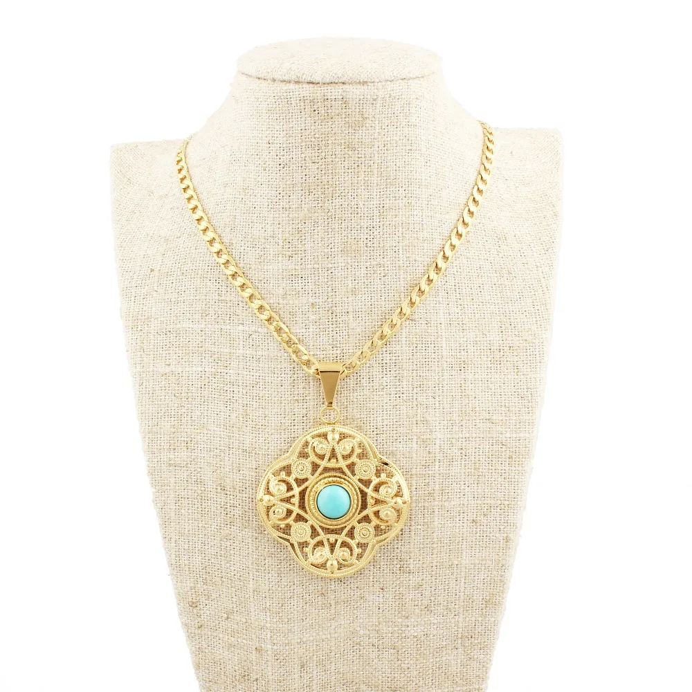Buy Newest Turkey Blue Stone Pendant Gold Color