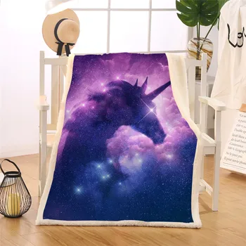 

Galaxy Blanket Unicorn Psychedelic Sherpa Fleece Throw Blanket Reversible Pink Purple Sparkly Bedding for Adult Kids