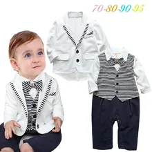 Демисезонный Стиль комбинезон для мальчиков Одежда для малышей комплекты для мальчиков Одежда для джентльменов с длинным рукавом полосатый галстук 2 шт. комплекты 4 компл./лот