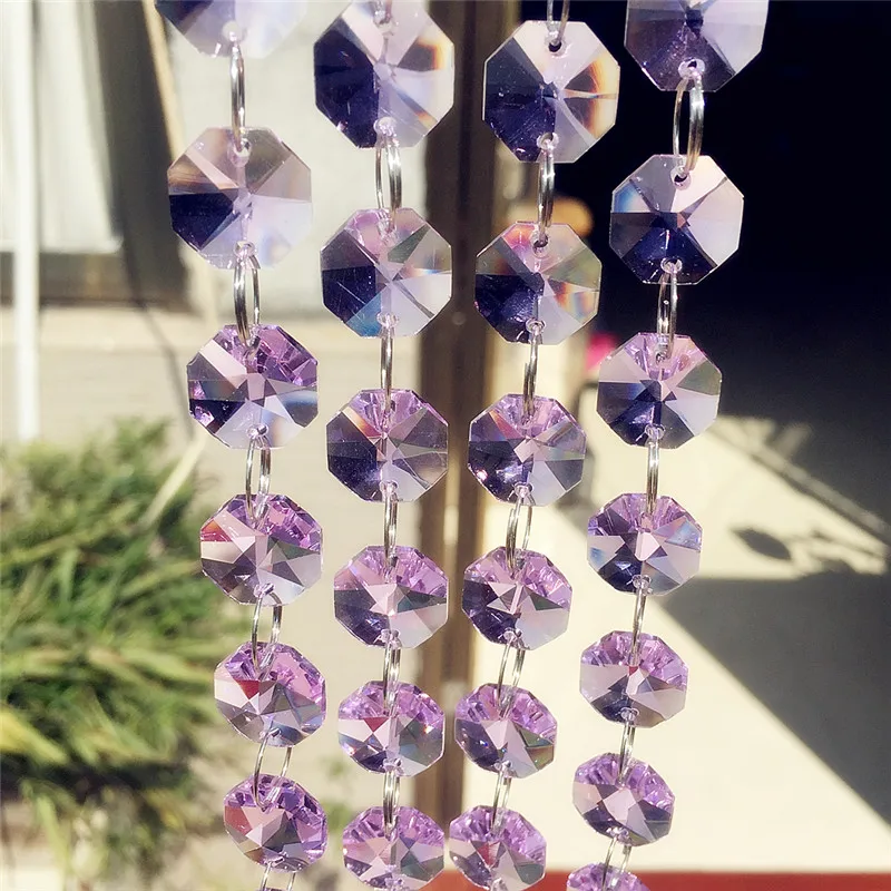 100meters 14mm Octagon Beads Chain Of Glass Crystal Garland Strands For