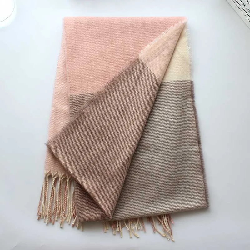 Новое поступление клетчатые кашемировые шарфы с кисточками для женщин Зимний толстый теплый акриловый шарф-одеяло - Цвет: 15