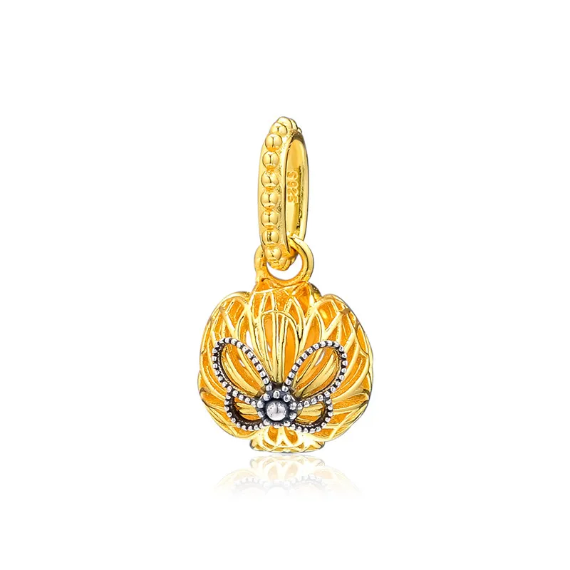 

2019 Golden Shine Jewelry Openwork Butterflies Dangle Charms for Chain Bracelets Spring Silver 925 Jewelry DIY Pendant Charms