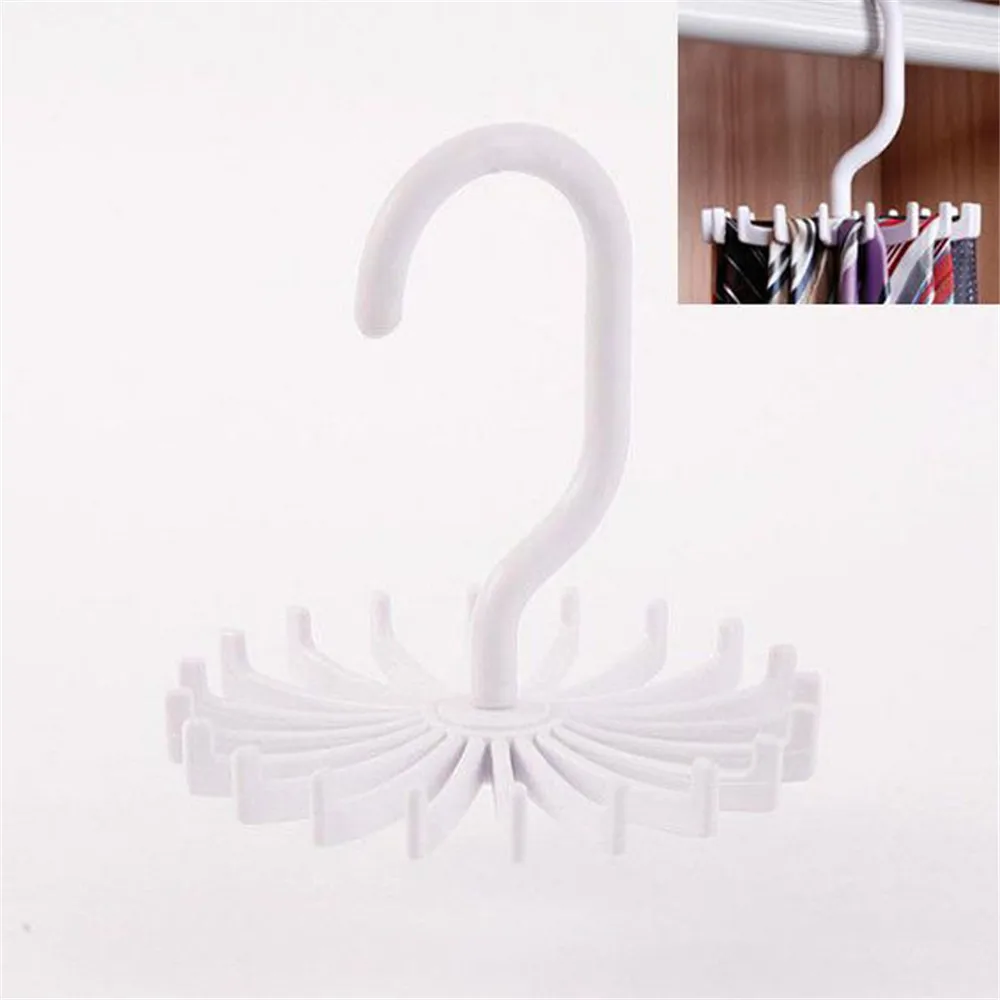Rotating 20 Hooks Belt Neck Tie Holder Rack Hanger Organizer plasticin