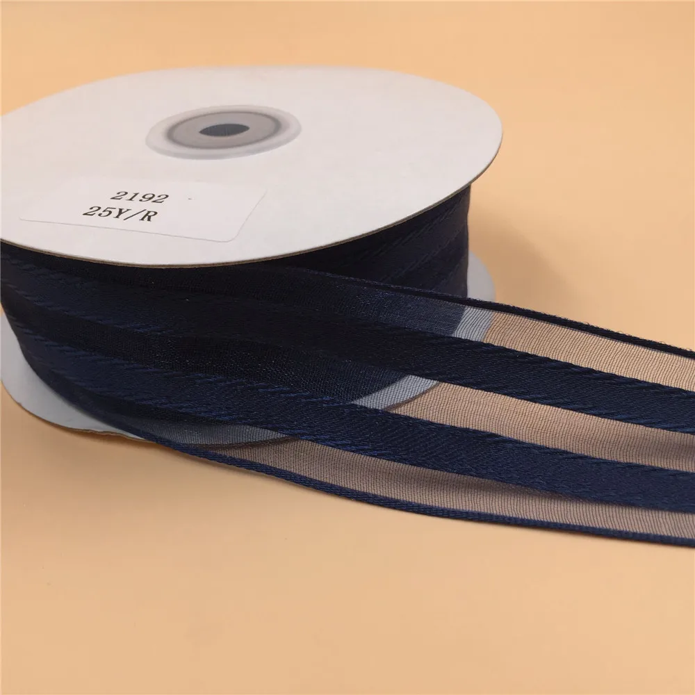 10m Roll 15mm Organza Ribbon Deep Blue
