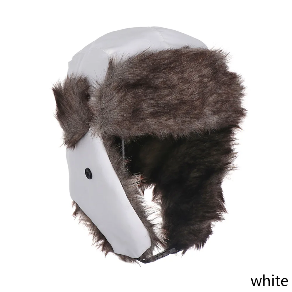 Men Pilot Trapper Cap Winter Warm Trooper Earflap Russian Ski Snow Hat Faux Rabbit Fur Bomber Unisex Sports Hats