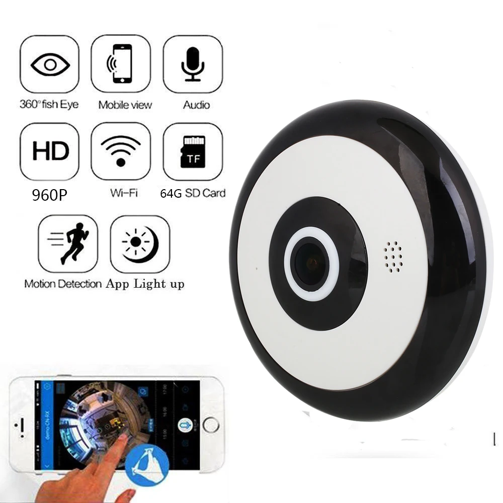 

IP Camera 960P 360 Degree Panoramic Fisheye 3D VR Wireless Wifi Home Security Camera Super Wide Angle Surveillance Camera