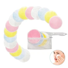 Подушечки для удаления с мешком для стирки разных цветов Многоразовые моющиеся круглые очищающие косметические подушечки для женщин, девочек, мужчин и детей