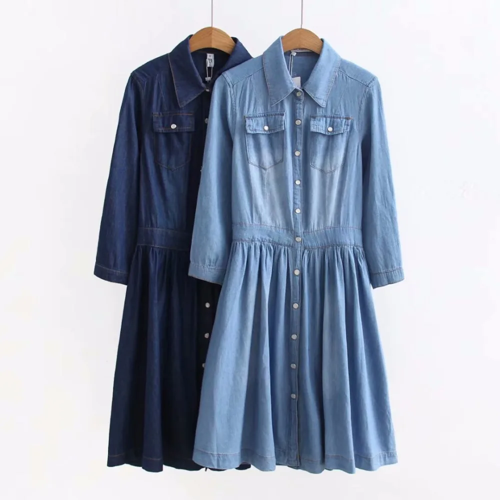 

2019 New Arrival High Quality Plus Size Women's Clothing, Female Fashion Casual 4XL Blue Denim Dress Elegant Slim Jeans Dresses