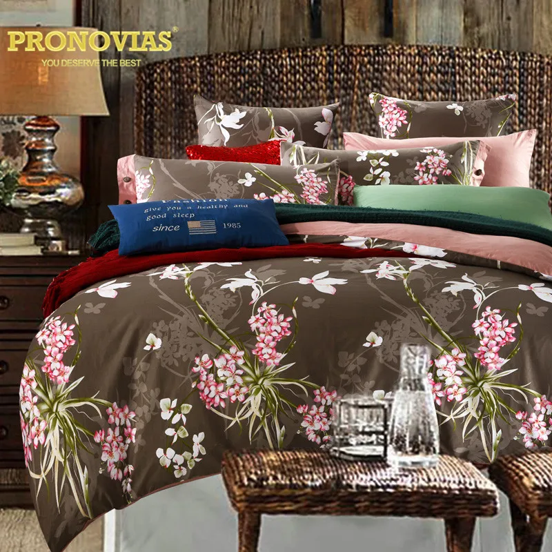

2016 vintage cotton bedding set king queen size duvet/doona cover bed sheet pillow cases 4pcs bedclothes/violet