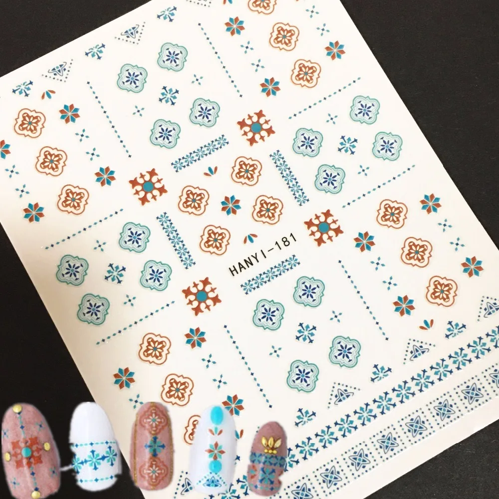 

Newest popular HANYI-181 3d nail art stickers decal stamping template Japan style DIY nail decoration tools nail wraps