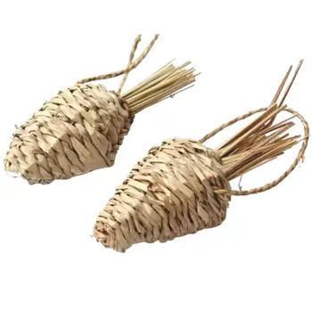 

Small Pet Chewing Toy Natural Grass Straw Braided Carrot Rabbit Chinchilla Guinea Pig Hamster Grass Teeth Cleaning Teether Toy