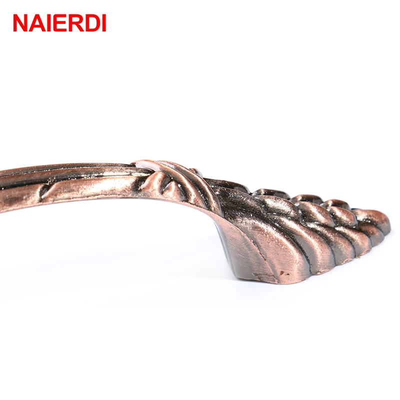 Naierdi 96 ملليمتر الزنك سبائك ريترو الأحمر البرونزي مطبخ مجلس الوزراء المقابض مقابض الأثاث خزانة مقبض الباب دولاب درج التأثيرات