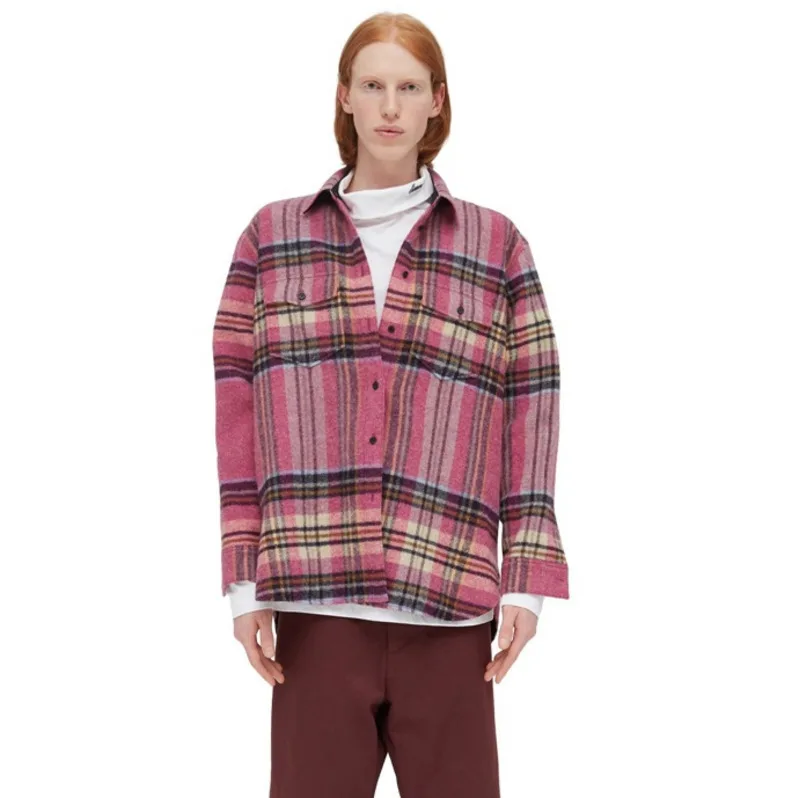 

DEAT 2019 Early New Single-breasted Double-pocket Pink Fashion Mesh Shirt WI129