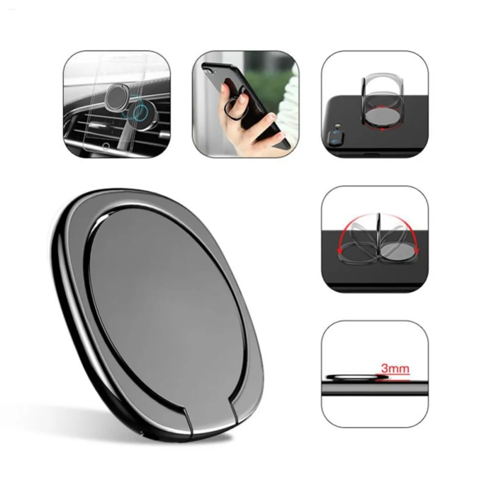 Metal Finger Phone Ring Holder for iPhone XS 8 for Samsung for Huawei Phone Ring Stand for Magnetic Car Phone Holder Stand