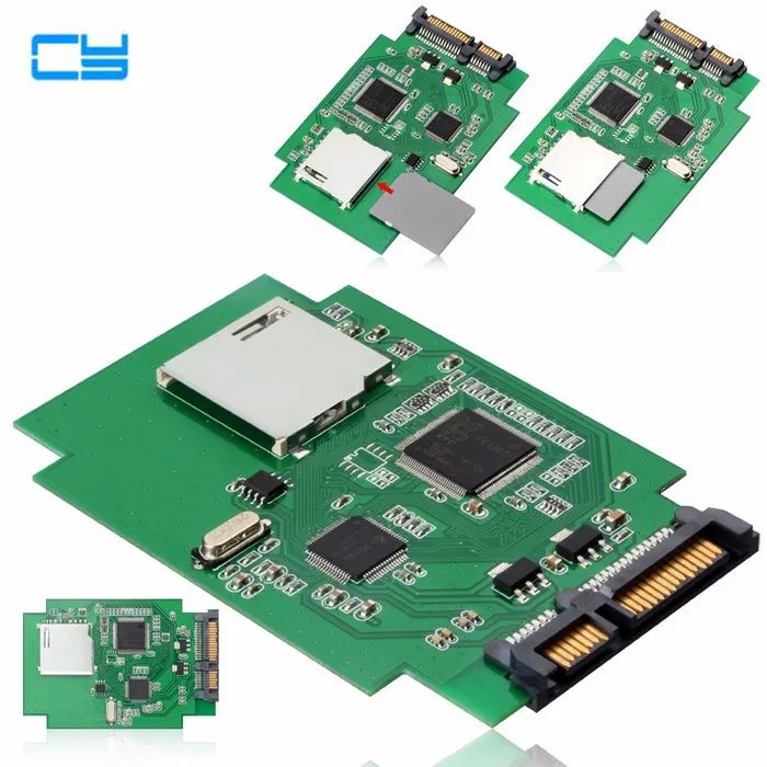 Standard SD SDHC MMC Memory Card to 7+15 Pin 22pin SATA Male Convertor Kit Adapter connector                                    