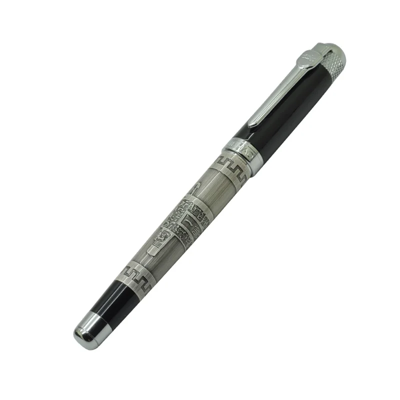 Jinhao189 винтажные черные ручки-роллеры с древними китайскими квадратными шариками, деревянный ящик, роскошный бизнес подарок, шариковые ручки - Цвет: old silver