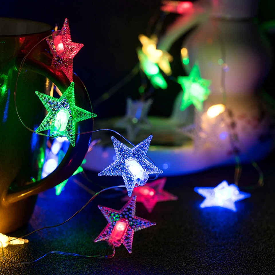 Светодиодный светильник-гирлянда со звездами s 50 светодиодный светильник на батарейках/Сказочный светильник с usb-питанием для дома, вечерние, рождественские, свадебные, садовые украшения, теплый белый цвет