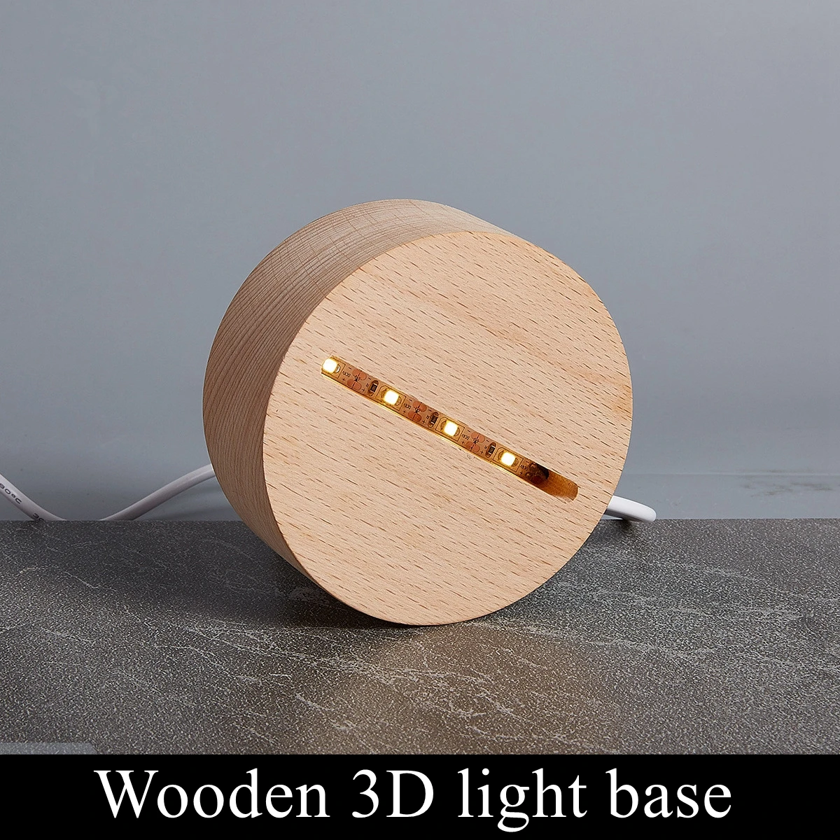 

Round Wooden 3D lights base USB Led lamp Cable switch Modern Night Light Acrylic Led lamp Assembled Base