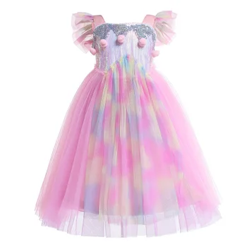 

151 New Children's Unicorn Sleeve Girl Christmas Halloween Performance Dress Performance Clothing
