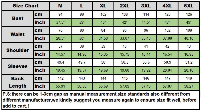 Size chart victorian