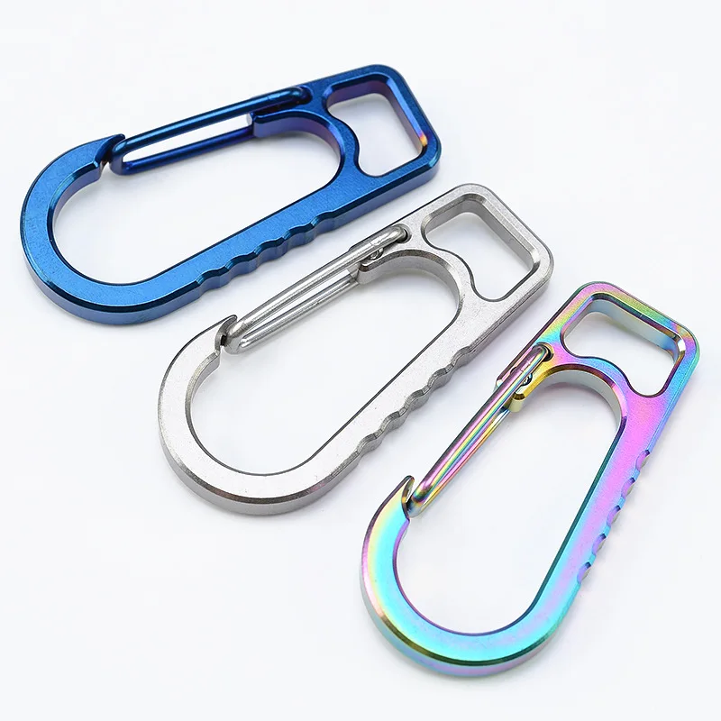

B Style Titanium Alloy Spring Carabiner Quickly Hung Buckle for Keychain Flashlight Outdoor EDC Hanging
