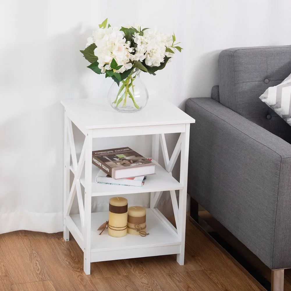 Giantex 3-Tier Nightstand End Table Storage Display Shelf Living Room Furni New Home Furniture 2*HW58944