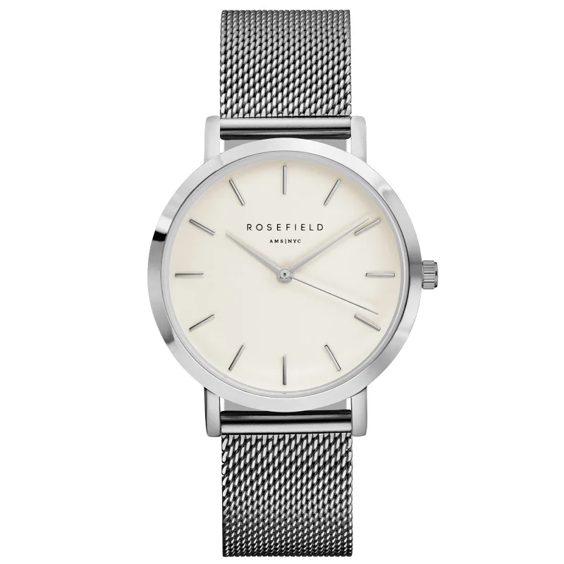 

ROSEFIELD Sliver Mesh Stainless Steel Watches Women Top Brand Luxury Casual Clock Ladies Wrist Watch Lady Relogio Feminino