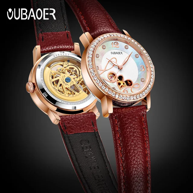 OUBAOER Skeleton Watches Women Fashion Bracelet Watch Ladies Luxury Genuine Leat OUBAOER Skeleton Watches Women Fashion Bracelet Watch Ladies Luxury Genuine Leat