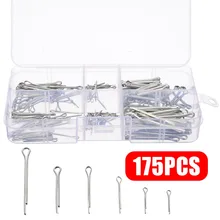 Link Cotter-Pin Case Zinc-Plated-Steel Split Hard with Box Sliver Assorted-Sizes 175pcs/Set