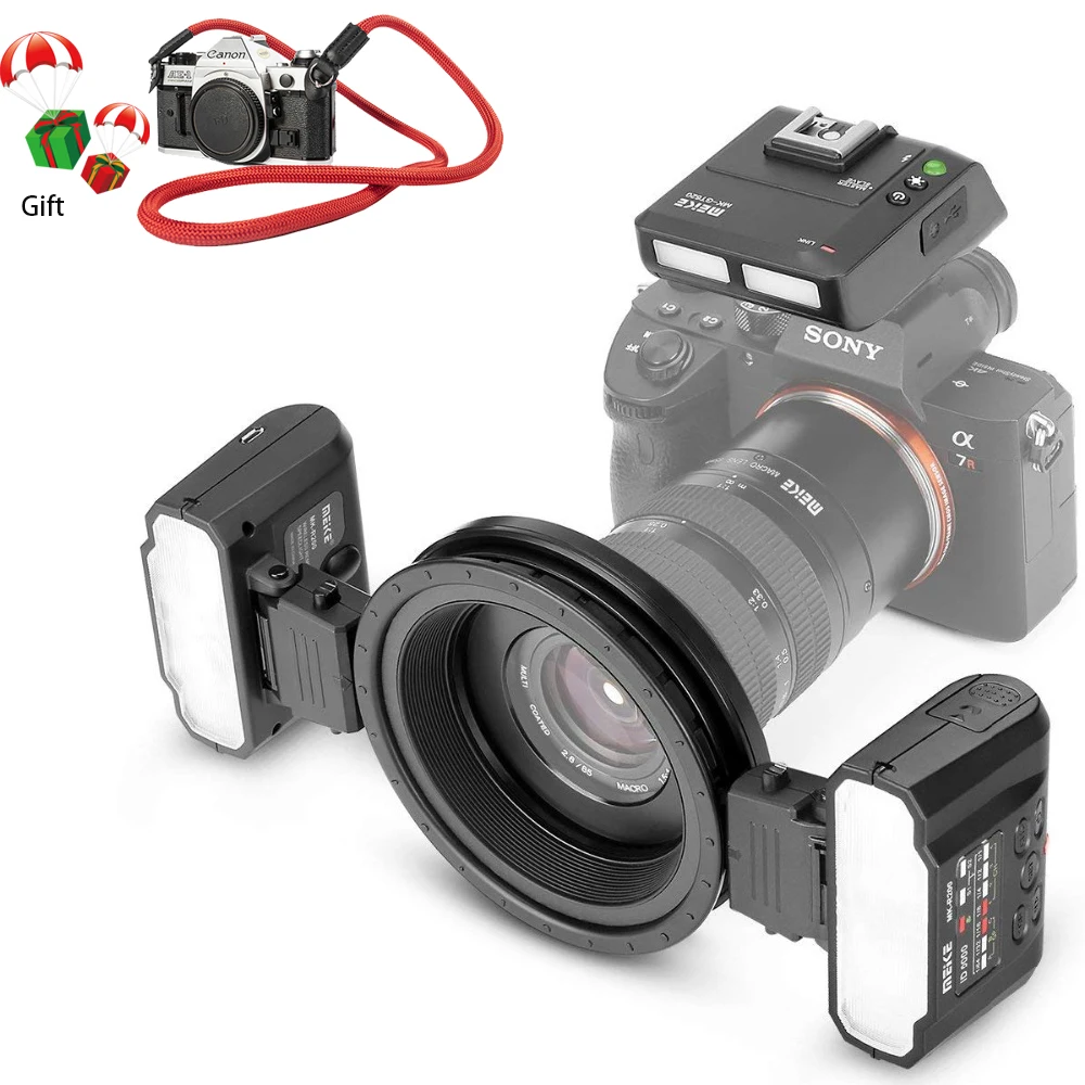 MEKE MK-MT24 Macro Twin Lite флэш памяти для sony Альфа A7R A7S A7II A7RII A5000 A5100 A6000 A6300 A6500 беззеркальных камер