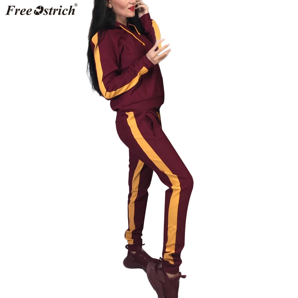

FREE OSTRICH womens 2 piece sets 2019 Casual Pullove Sport Tops+Long Pants Couple Set plus size 2 piece set women
