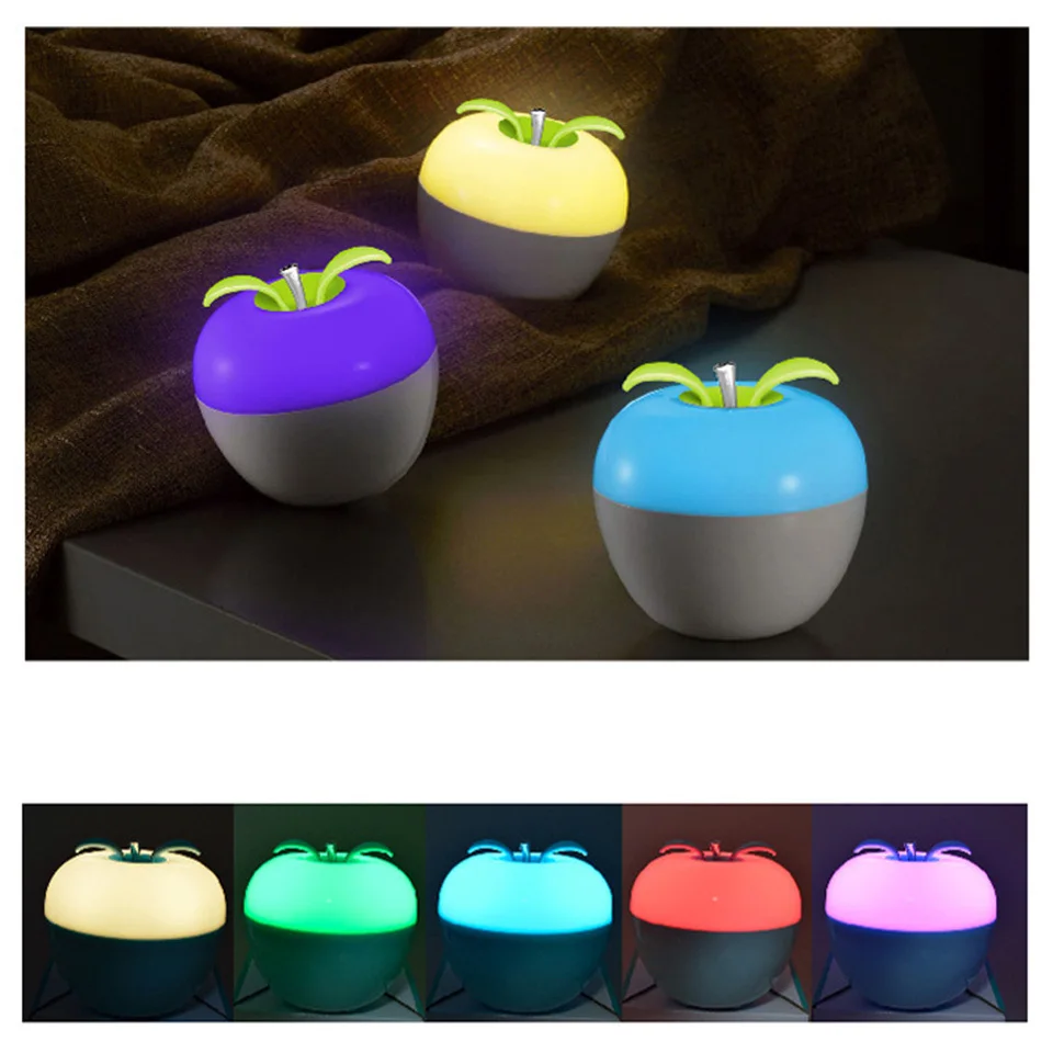 

Rechargeable colorful dimmable strange bright blow on off discoloration apple blowing control ambient light portable night light