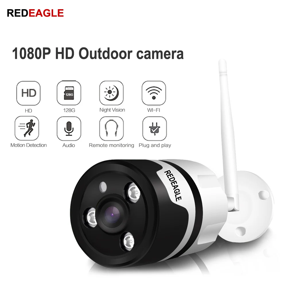 

REDEAGLE Wifi outdoor Weatherproof IP Camera 2MP wireless Infrared Night Vision Security Camera two way audio 180 degree fisheye