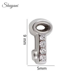 

F179 Newest Silver Plated Crystal Key Charms Floating Locket Charms fit Magnetic Glass Locket 20pcs/lot